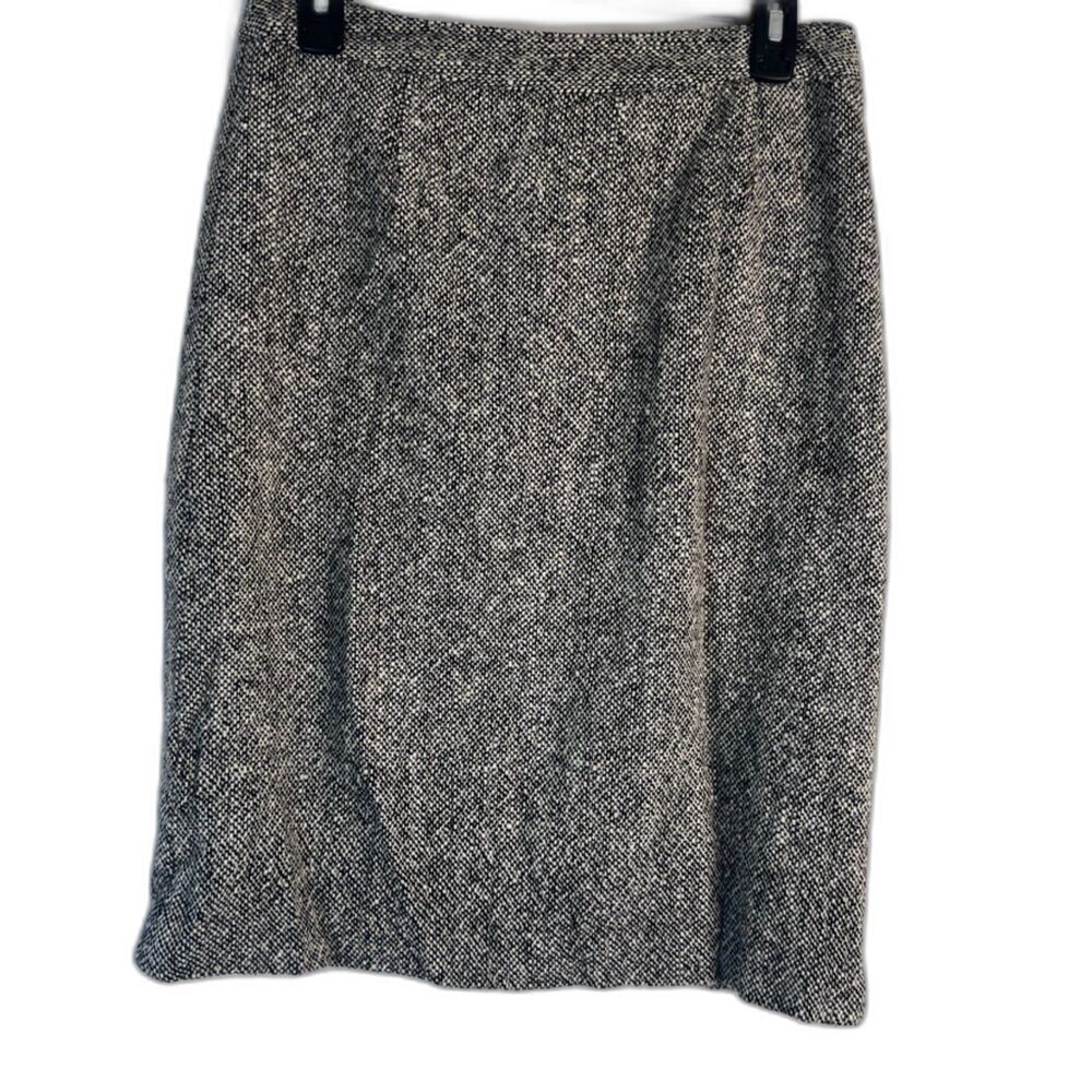Isaac Mizrahi Black Tweed Wool Blend Lined Pencil Skirt Knee Length‎ Size 8 MD